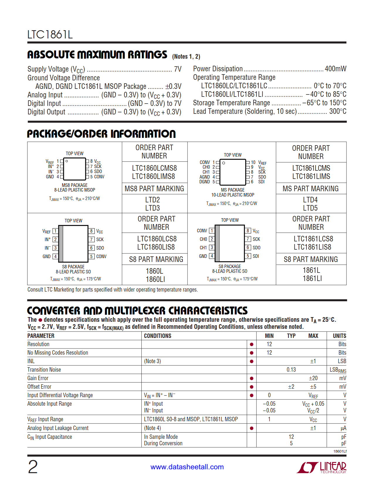 LTC1861L Datasheet Page 2