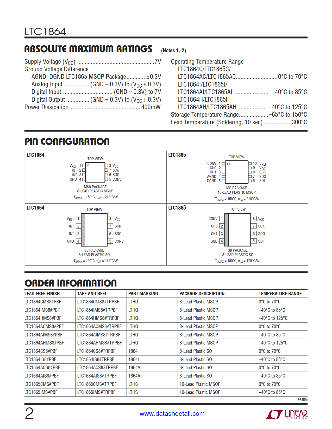 LTC1864 Datasheet Page 2