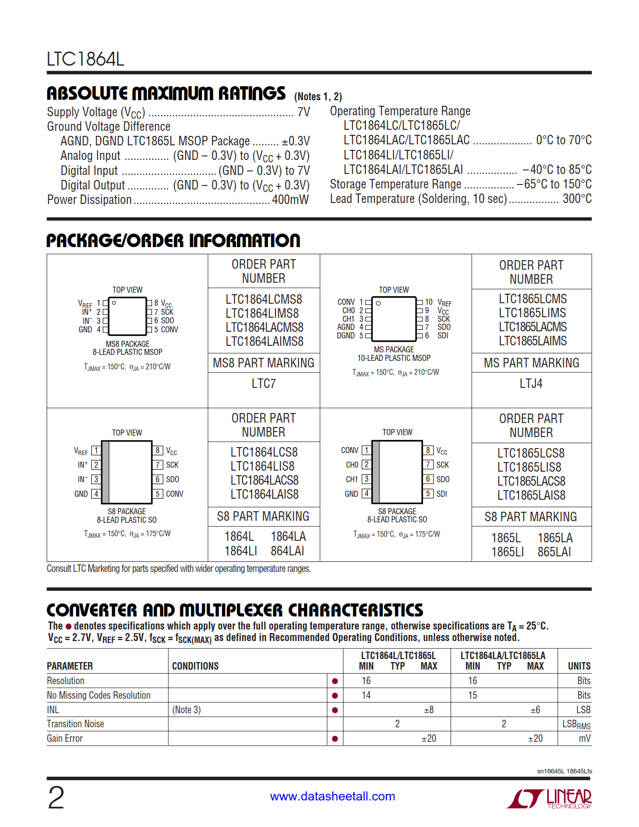 LTC1864L Datasheet Page 2