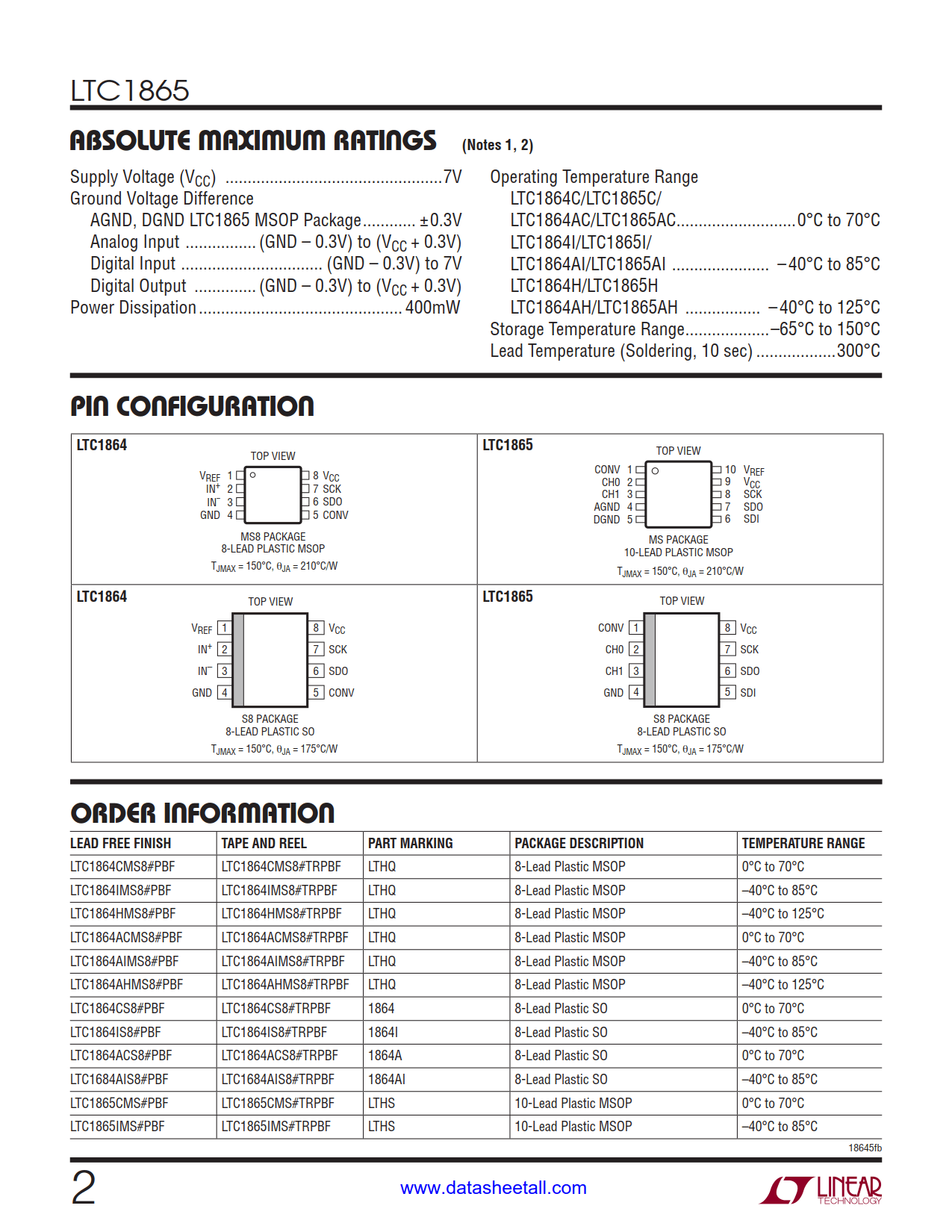 LTC1865 Datasheet Page 2