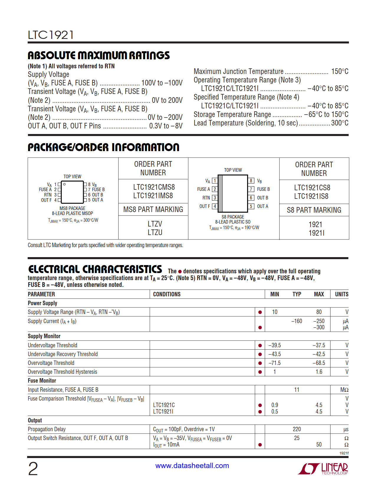 LTC1921 Datasheet Page 2