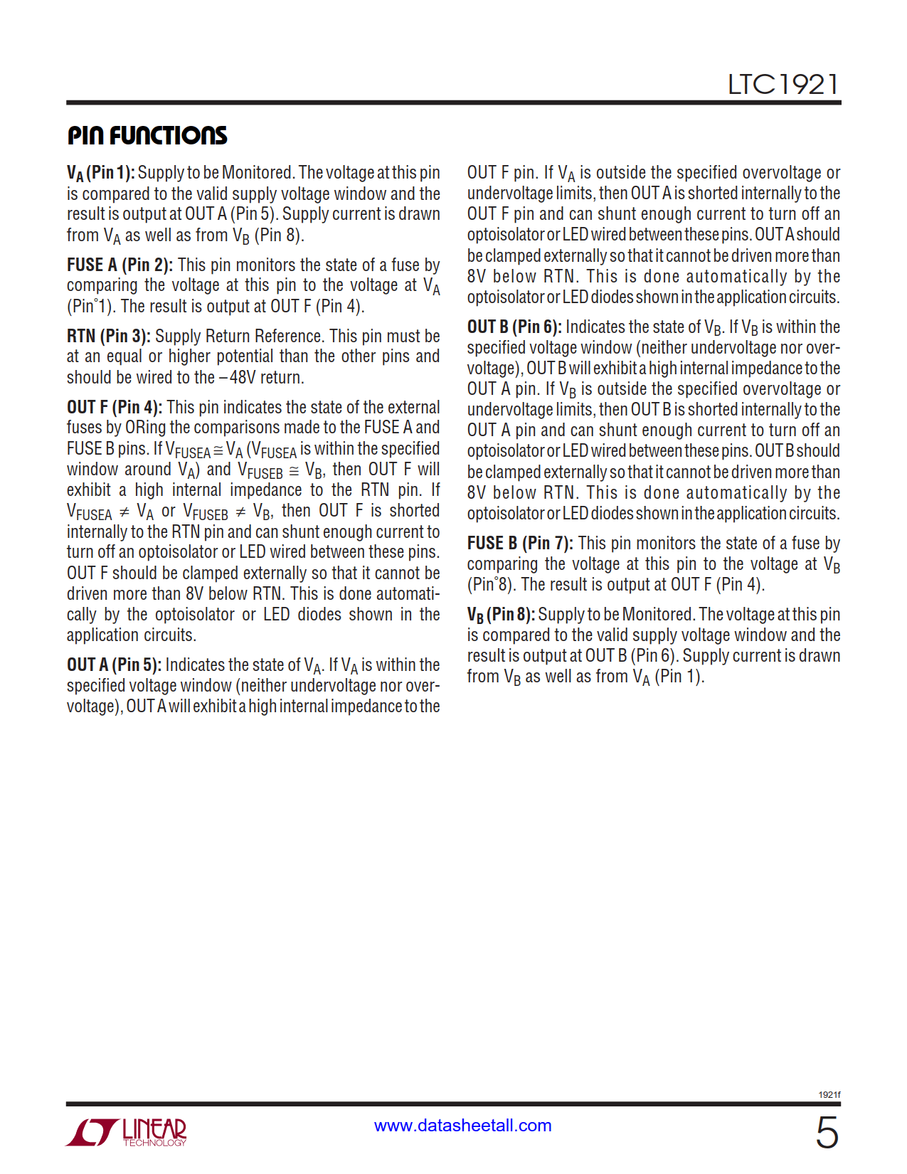 LTC1921 Datasheet Page 5