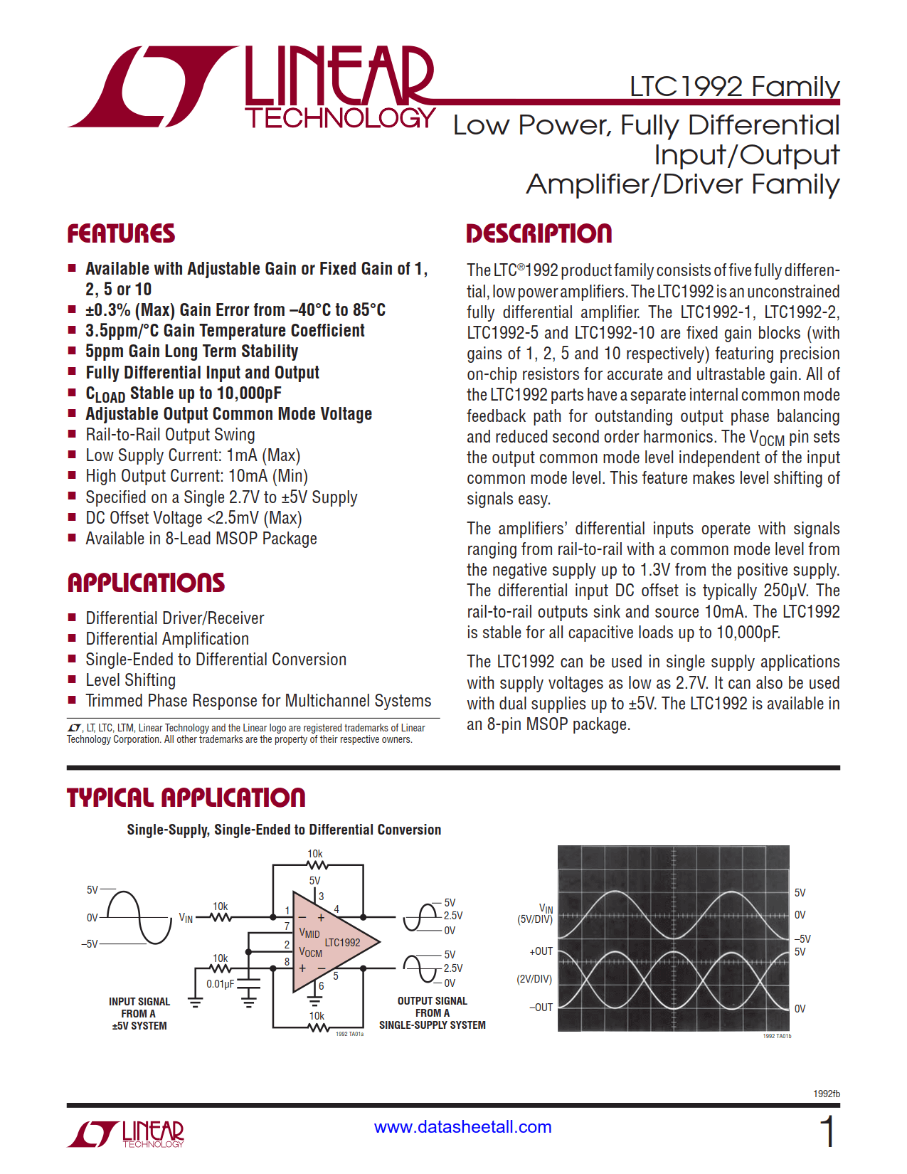 LTC1992 Datasheet