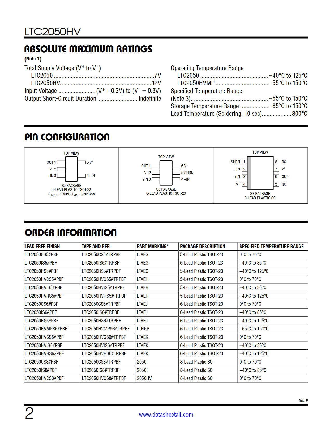 LTC2050HV Datasheet Page 2