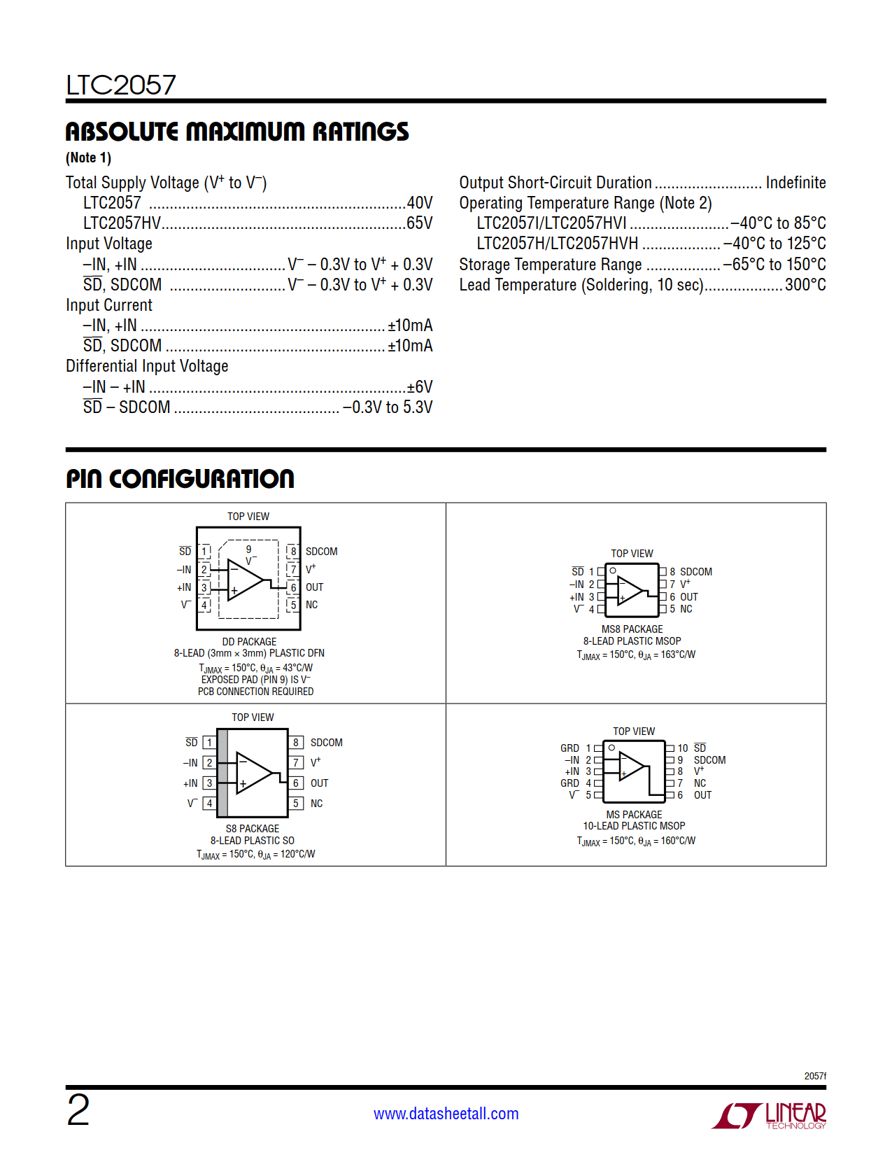 LTC2057 Datasheet Page 2