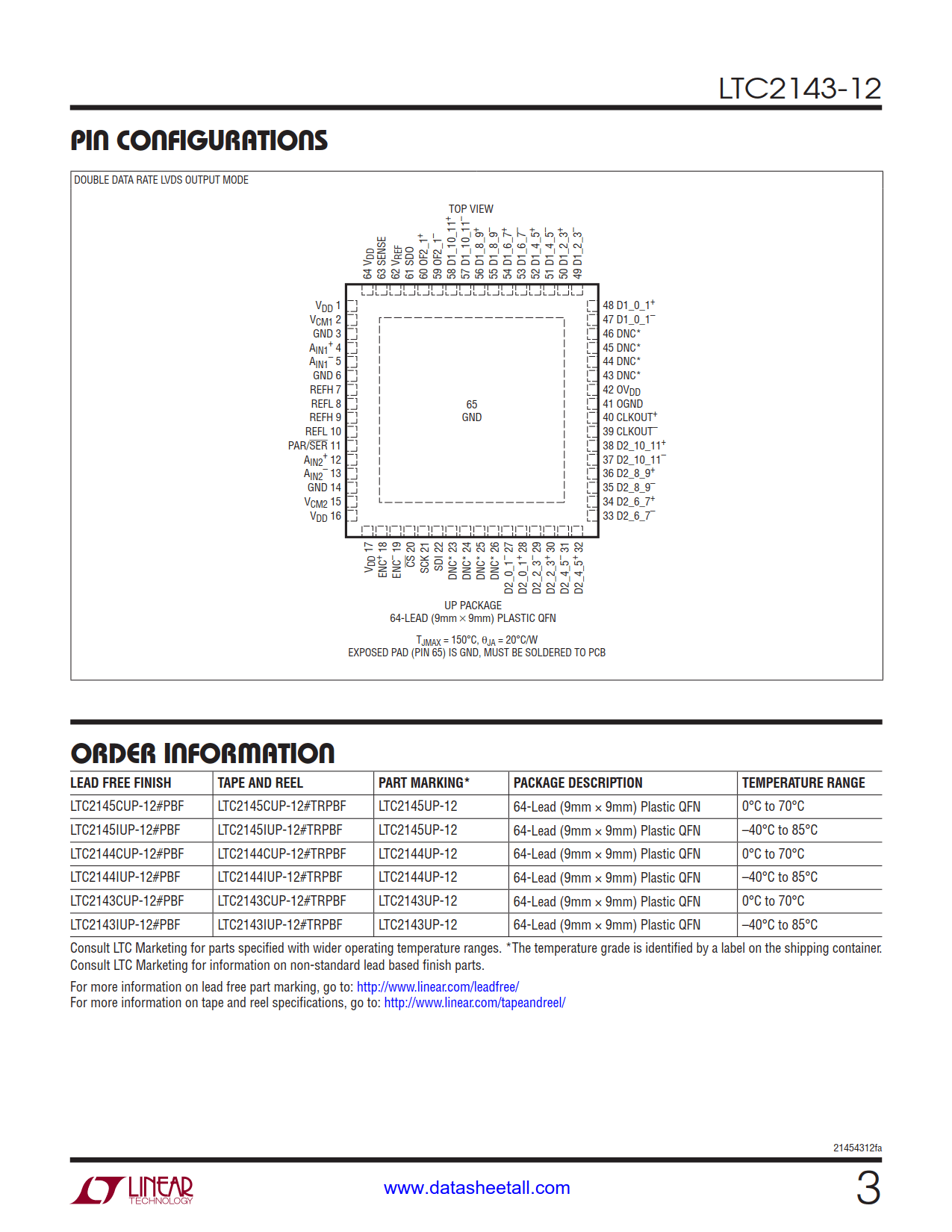 LTC2143-12 Datasheet Page 3