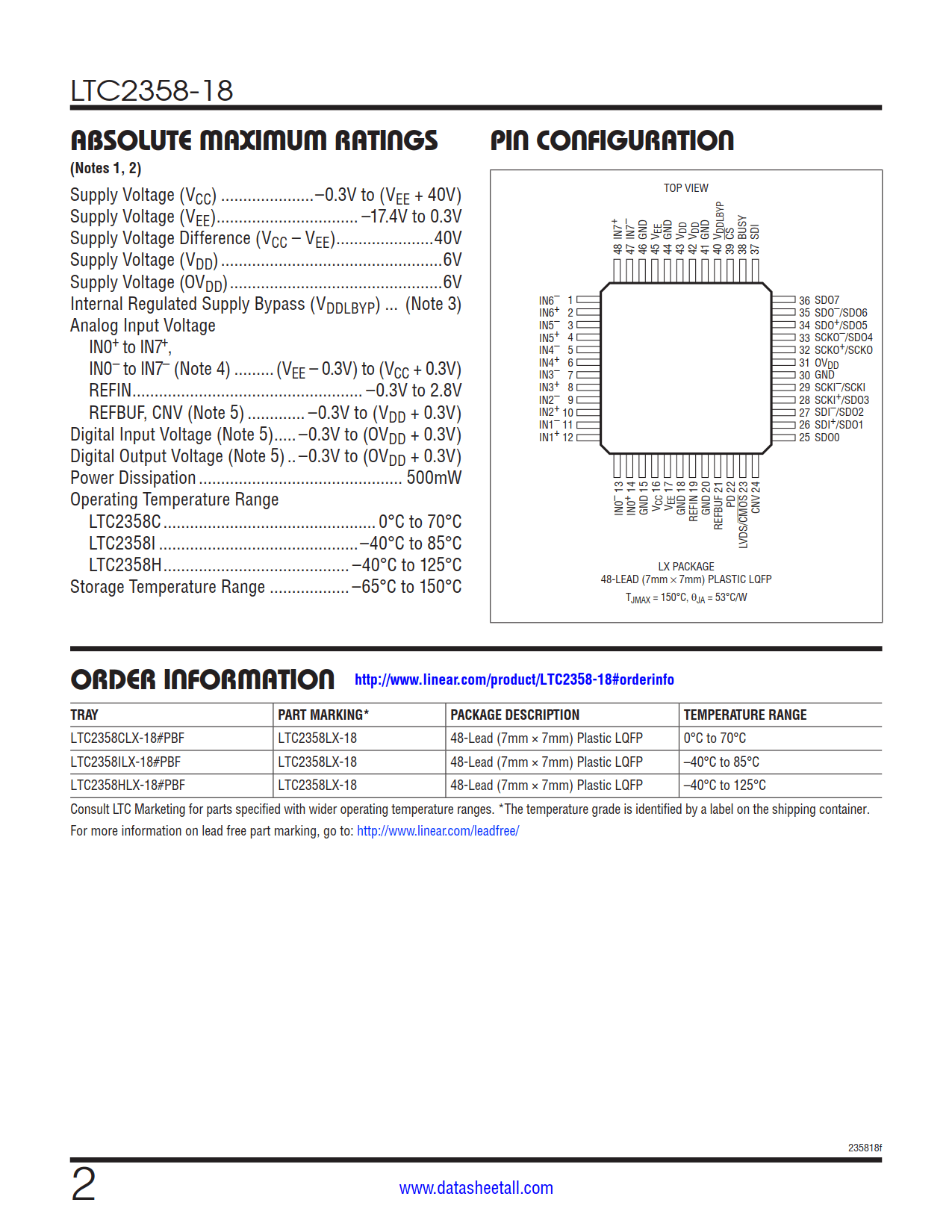 LTC2358-18 Datasheet Page 2