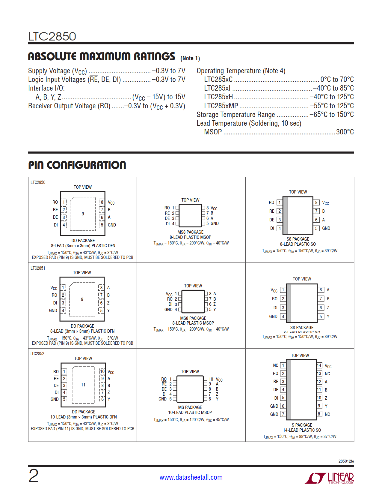 LTC2850 Datasheet Page 2