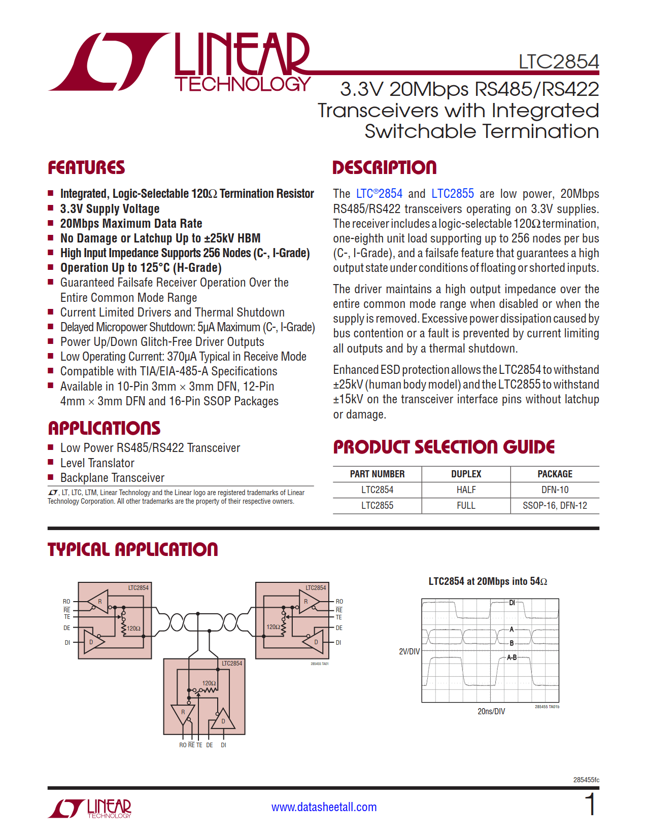 LTC2854 Datasheet