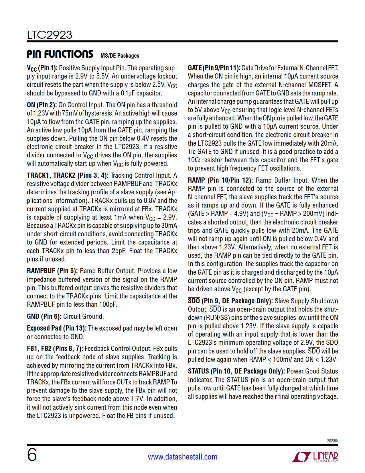 LTC2923 Datasheet Page 6