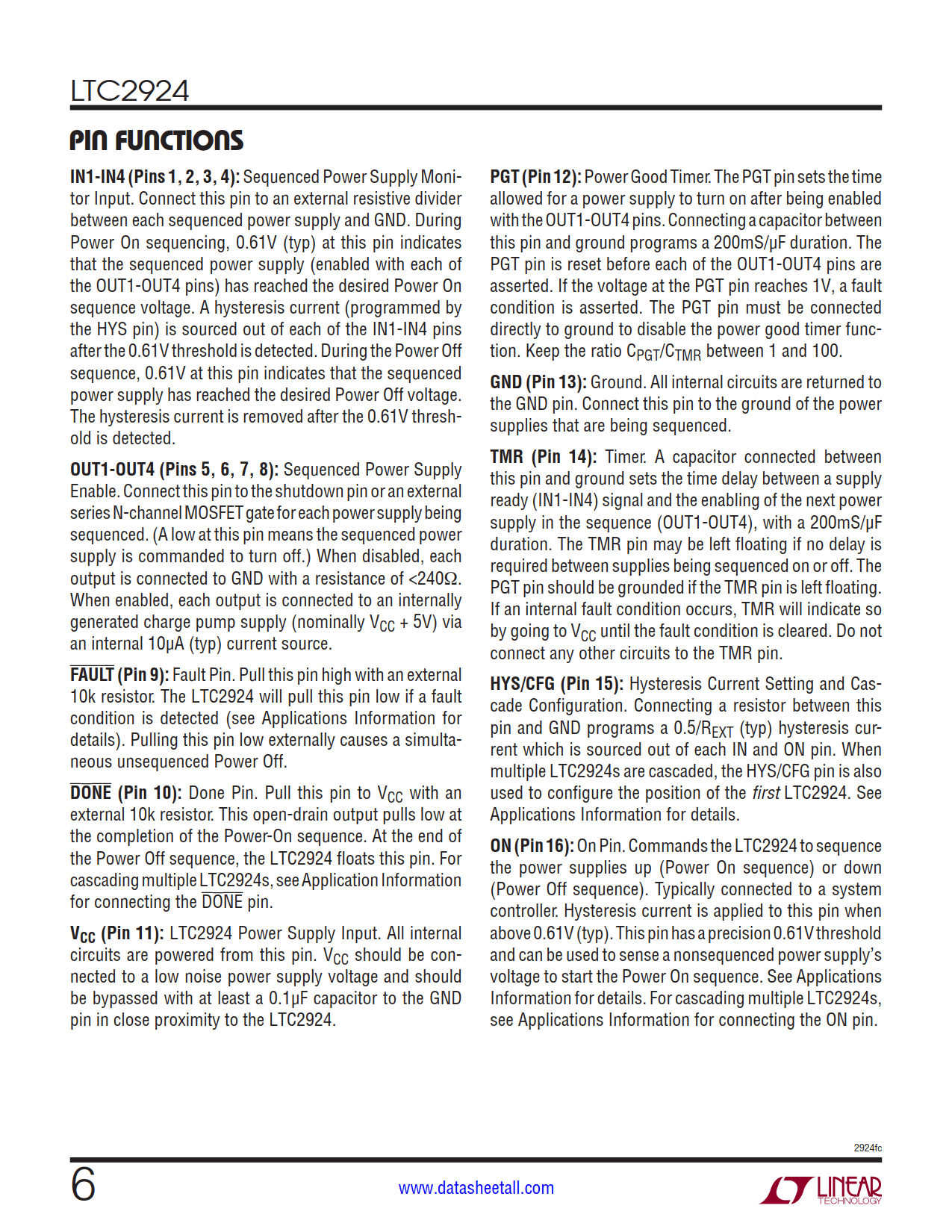 LTC2924 Datasheet Page 6