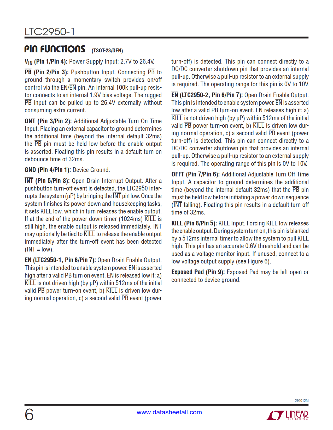 LTC2950-1 Datasheet Page 6