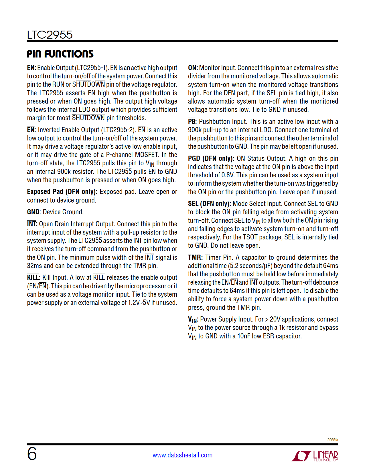 LTC2955 Datasheet Page 6