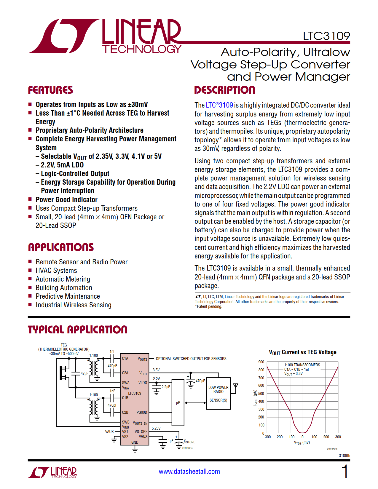 LTC3109 Datasheet