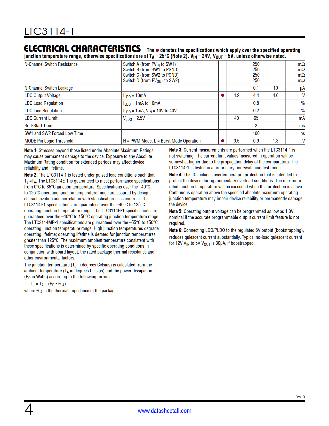 LTC3114-1 Datasheet Page 4