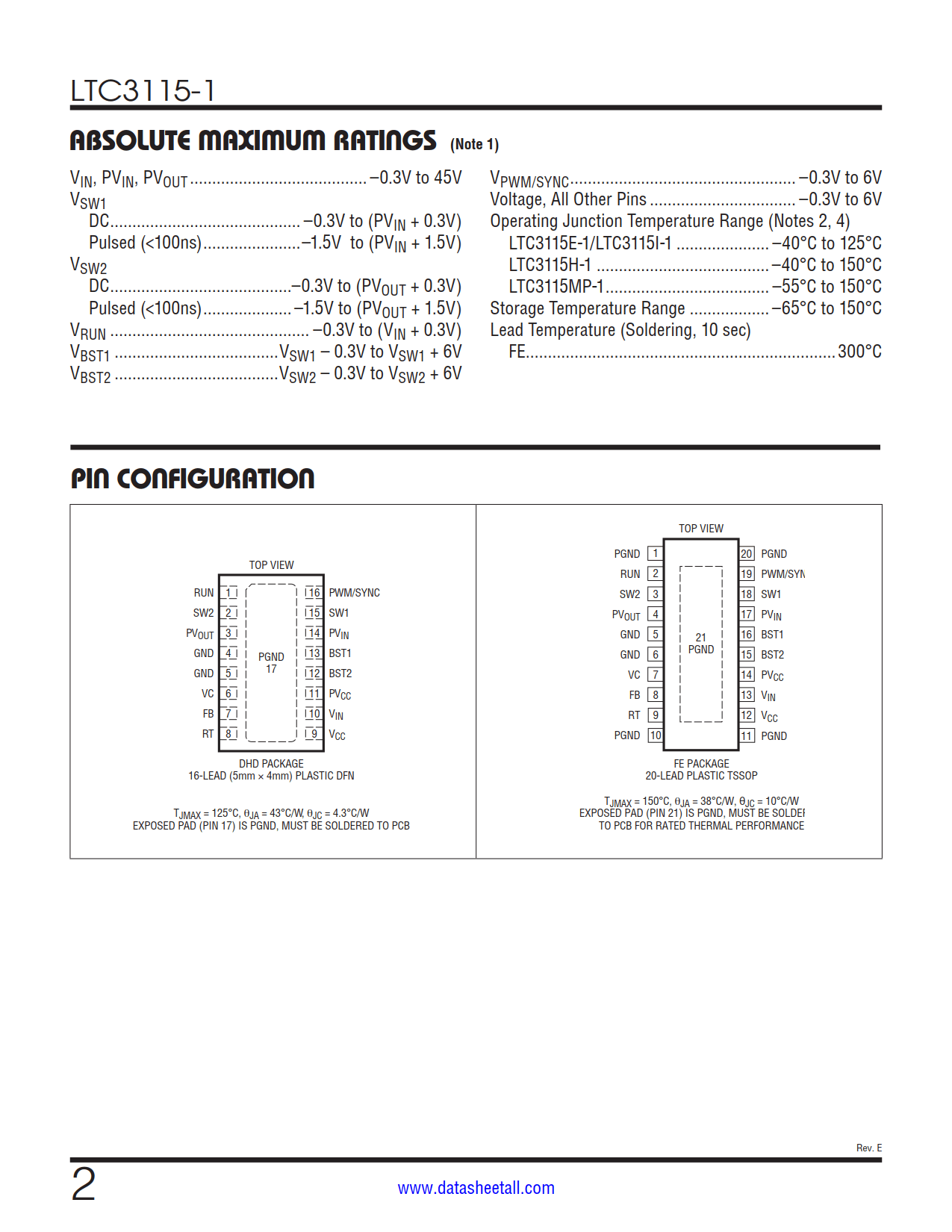 LTC3115-1 Datasheet Page 2