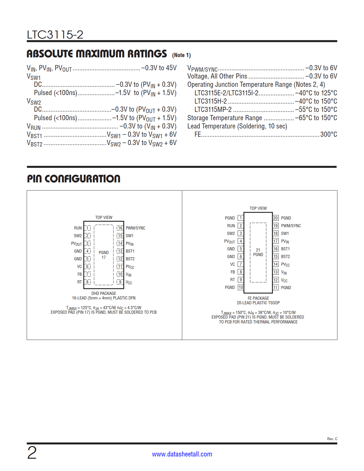 LTC3115-2 Datasheet Page 2