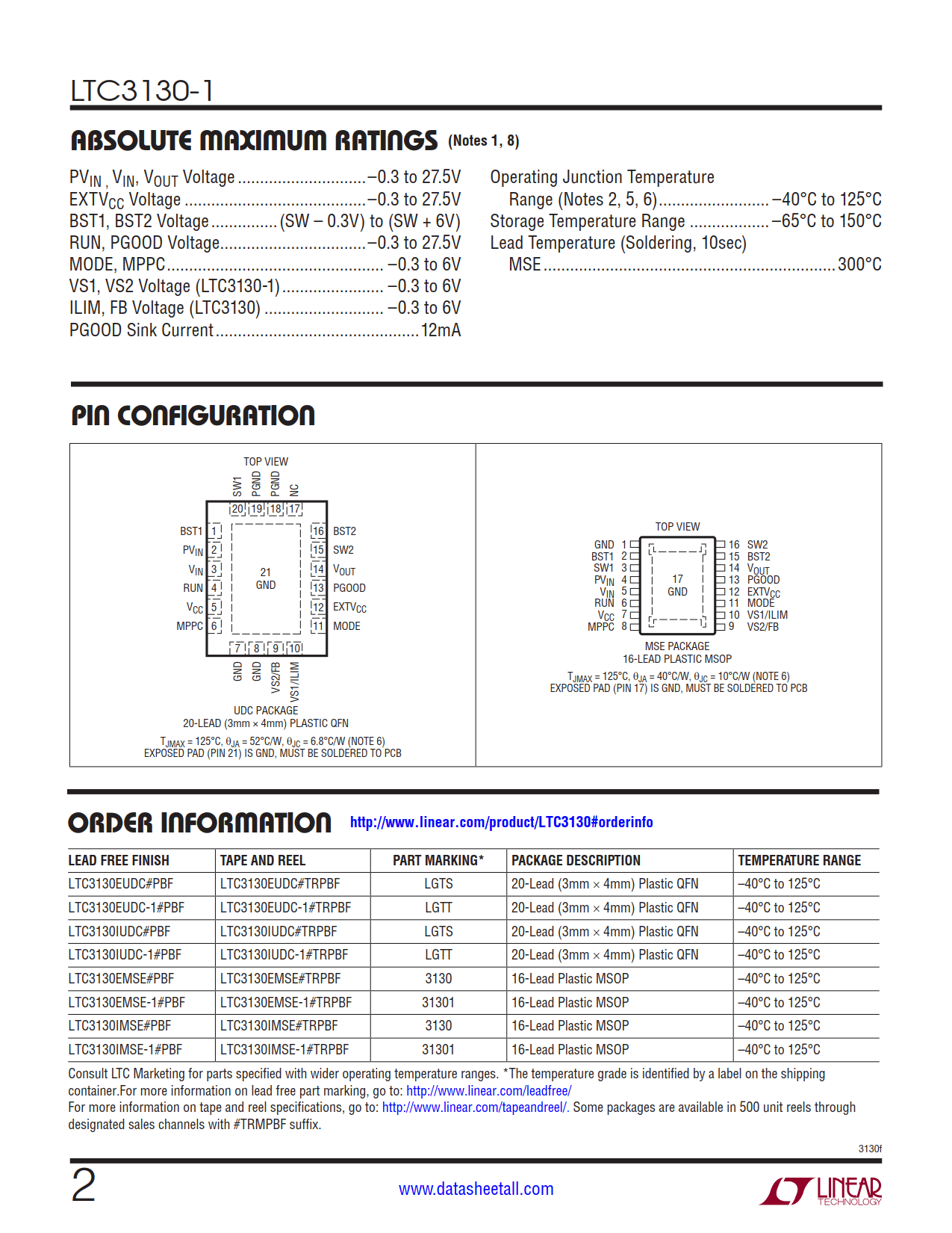 LTC3130-1 Datasheet Page 2