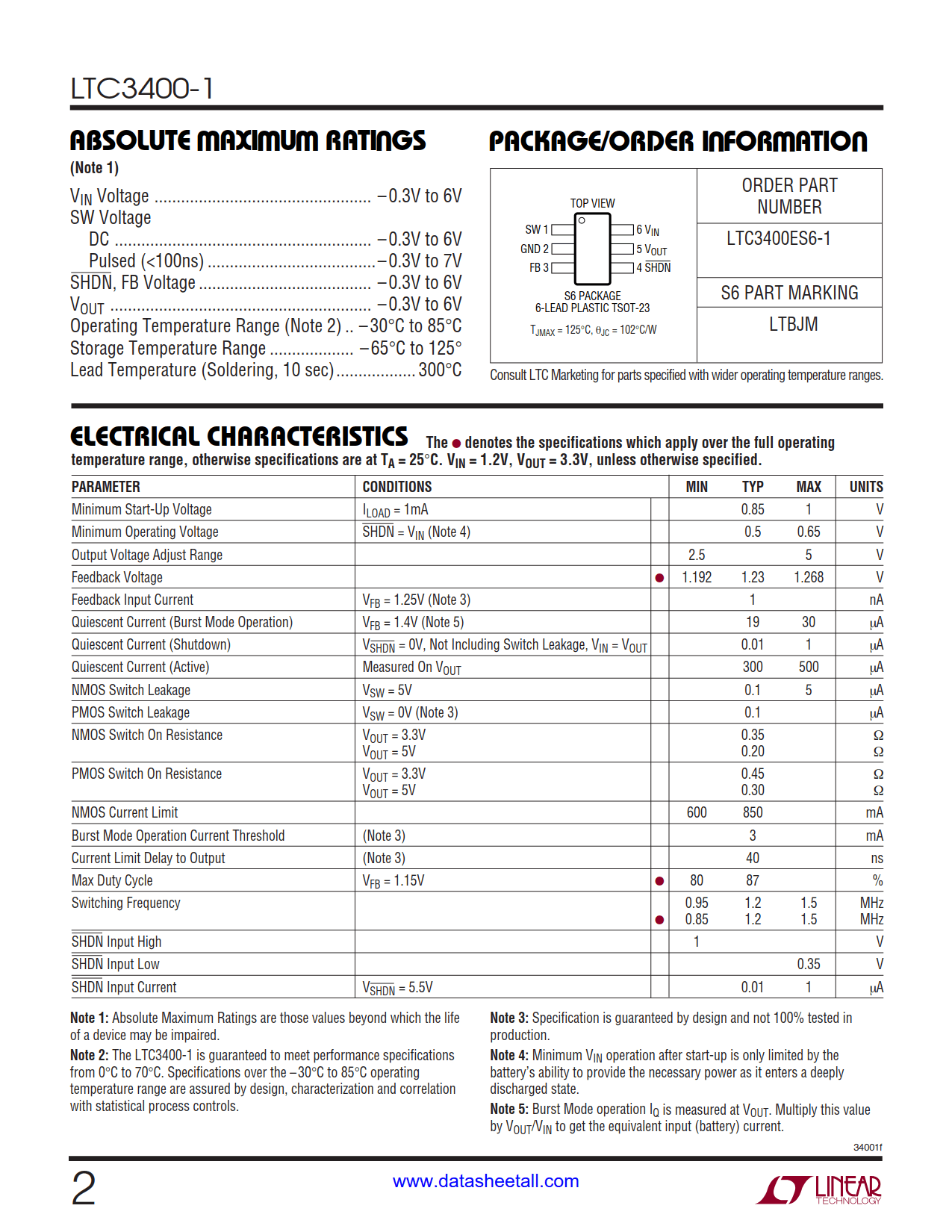 LTC3400-1 Datasheet Page 2