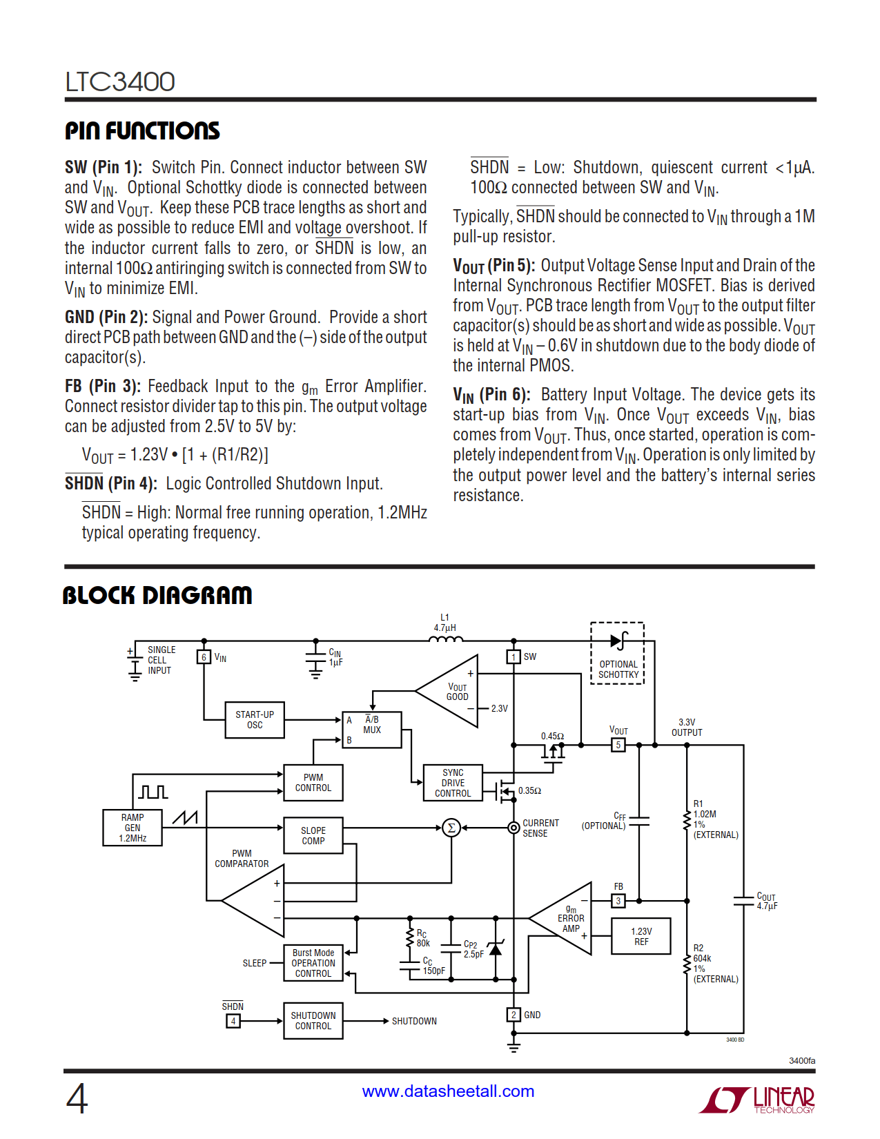 LTC3400 Datasheet Page 4