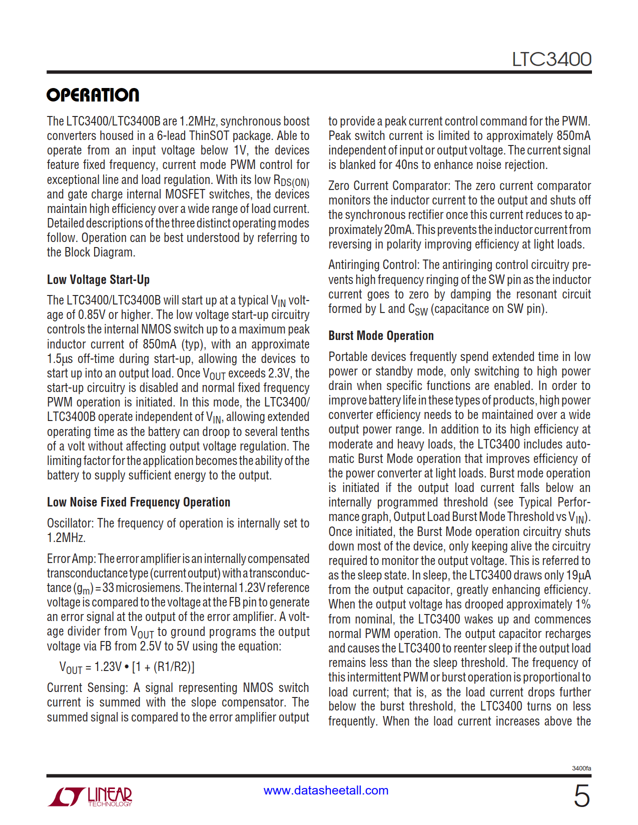 LTC3400 Datasheet Page 5