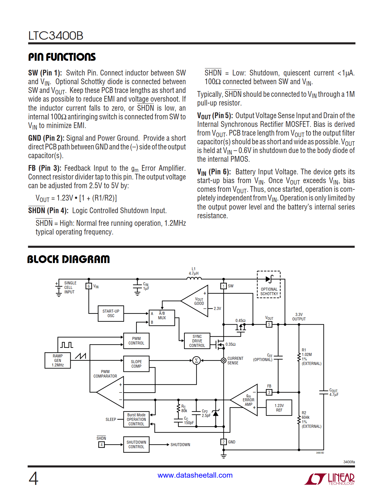 LTC3400B Datasheet Page 4