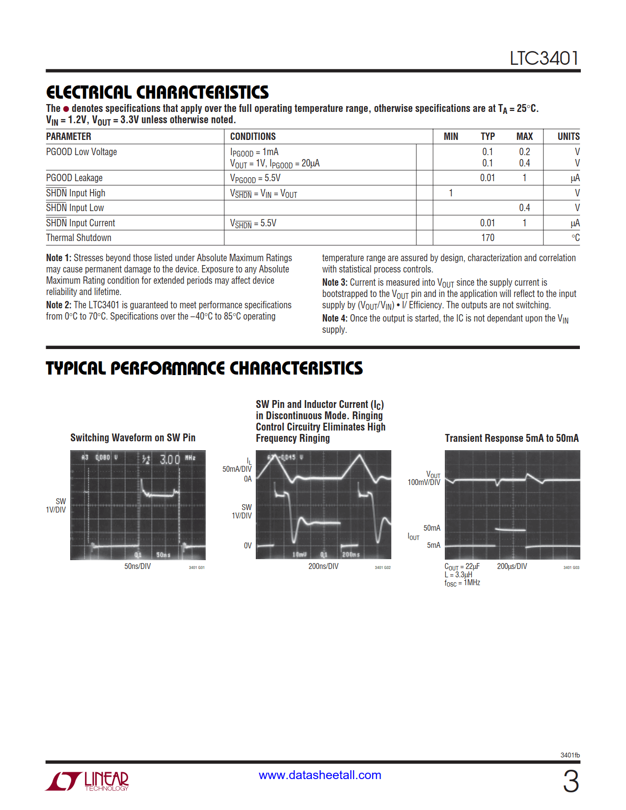 LTC3401 Datasheet Page 3