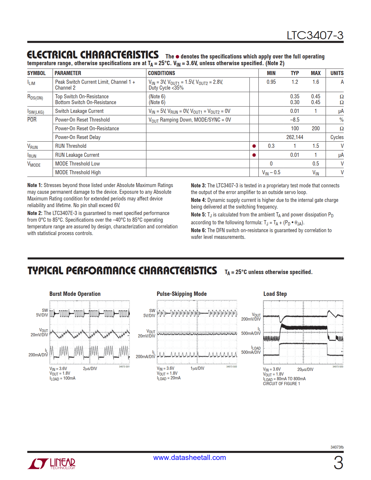 LTC3407-3 Datasheet Page 3