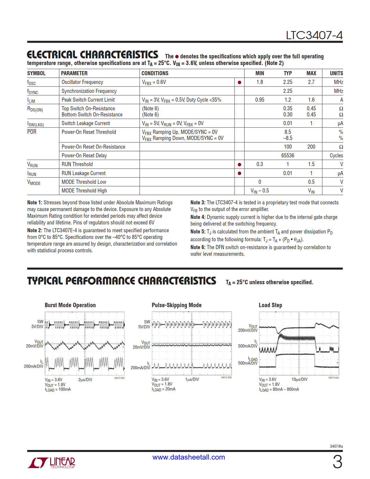 LTC3407-4 Datasheet Page 3