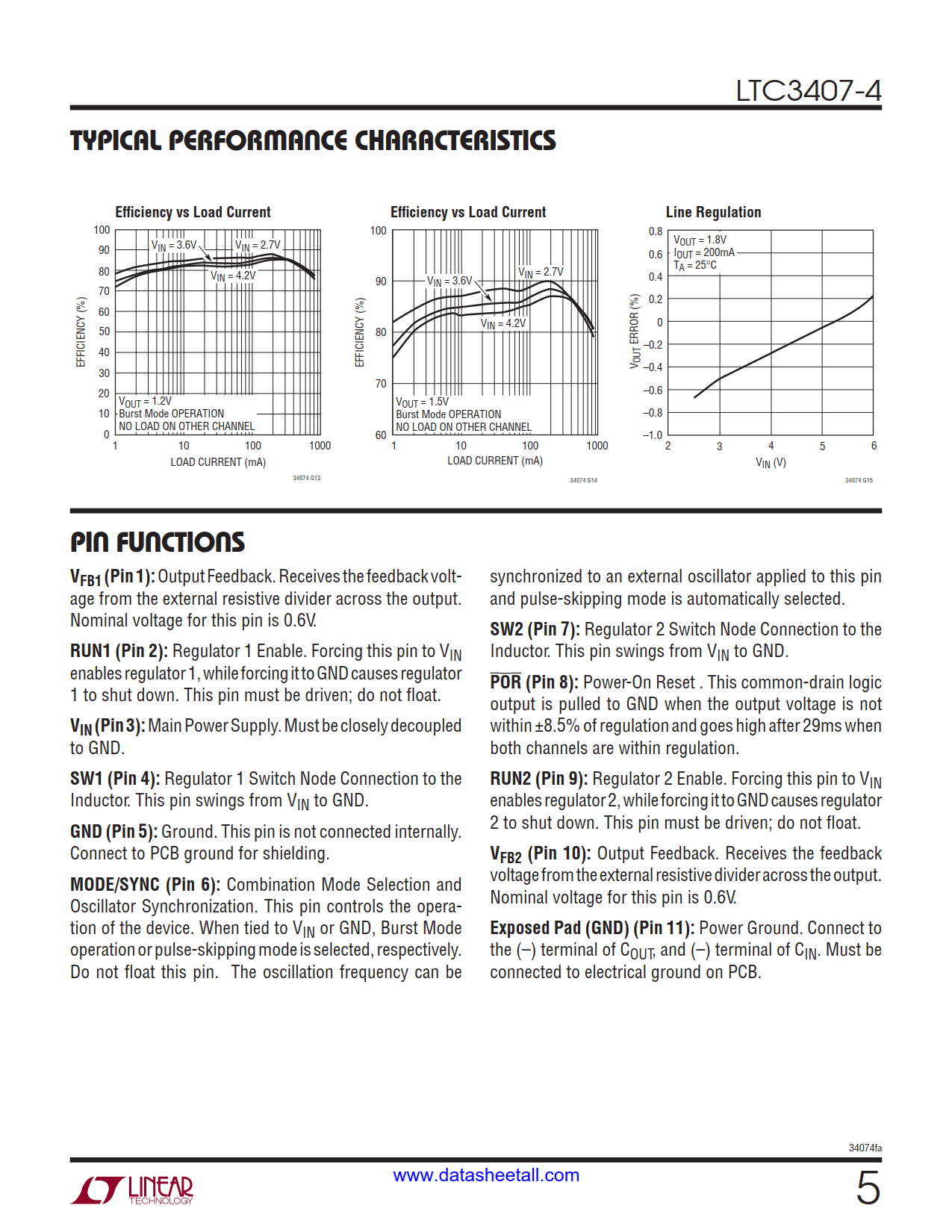 LTC3407-4 Datasheet Page 5