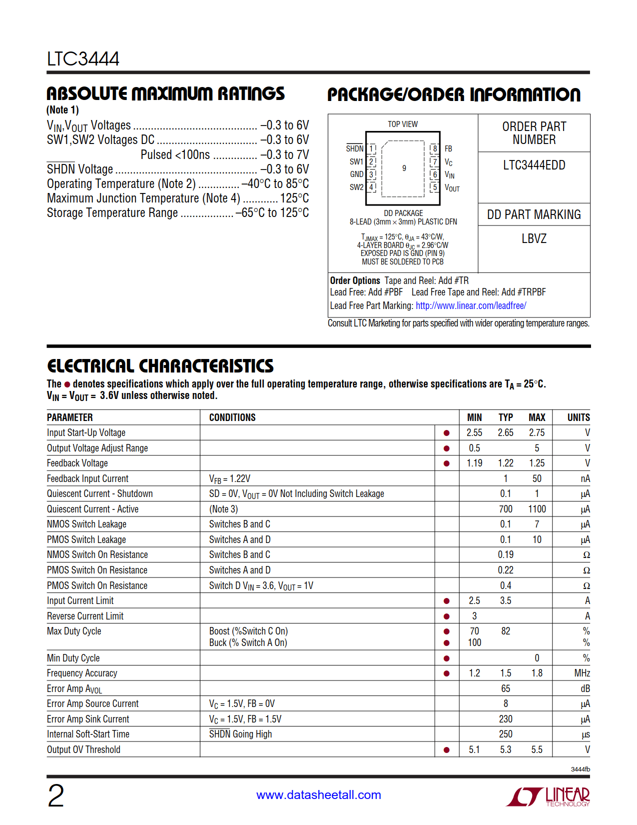 LTC3444 Datasheet Page 2