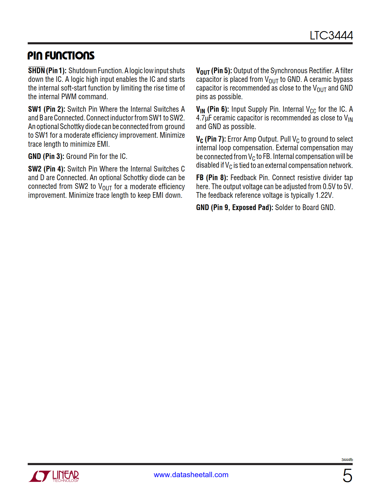 LTC3444 Datasheet Page 5