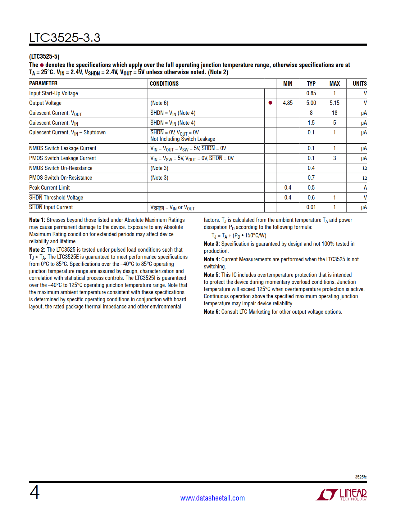 LTC3525-3.3 Datasheet Page 4