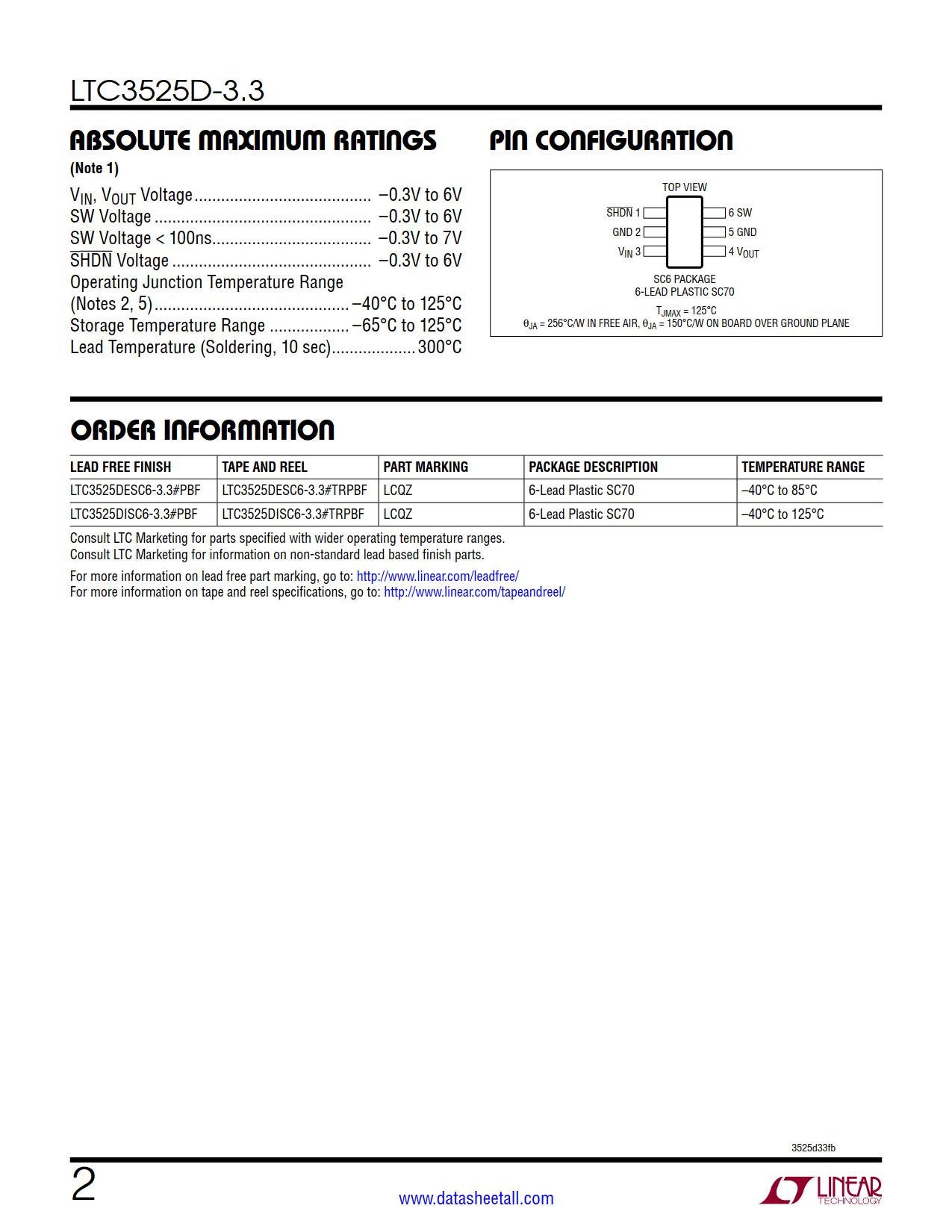 LTC3525D-3.3 Datasheet Page 2