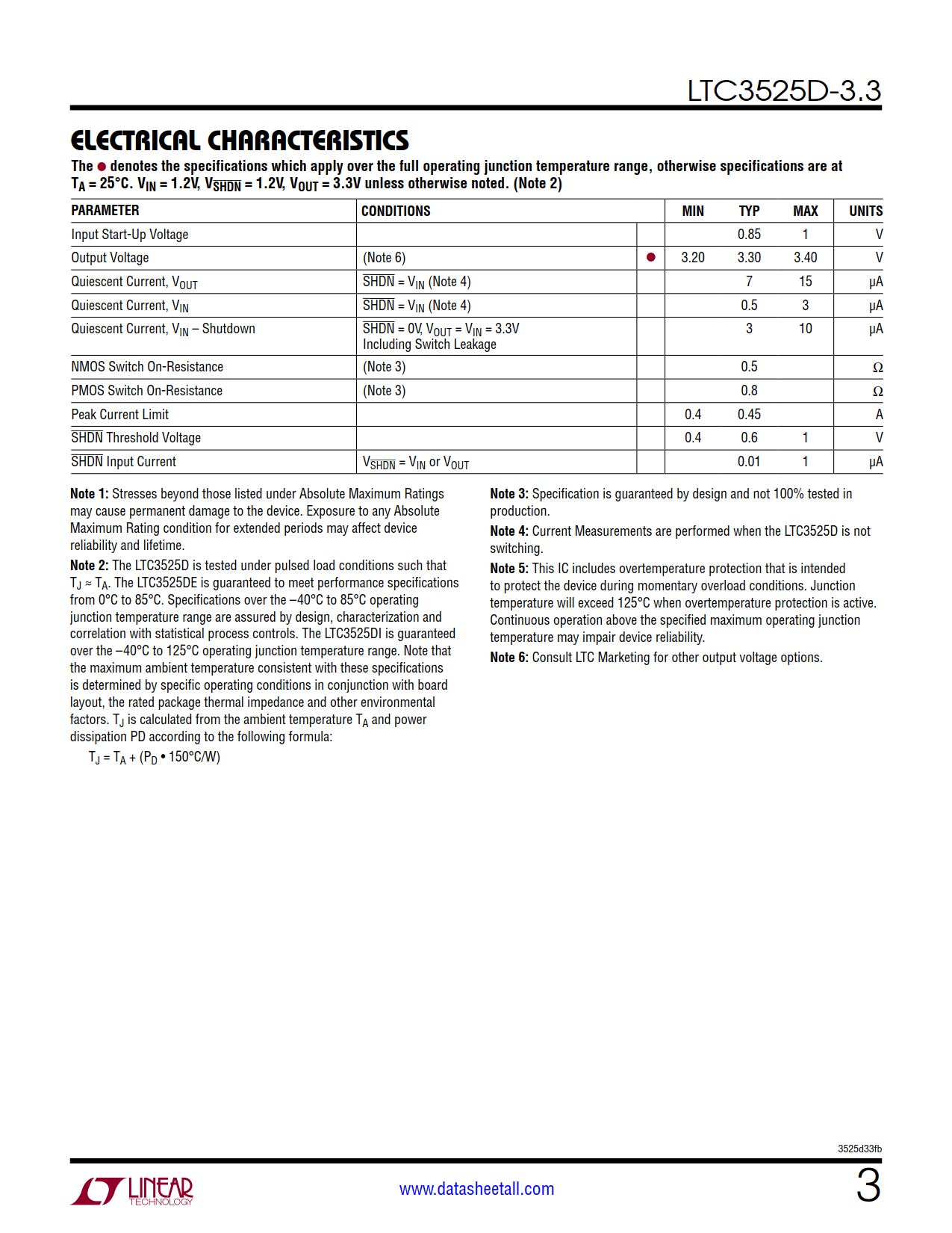 LTC3525D-3.3 Datasheet Page 3