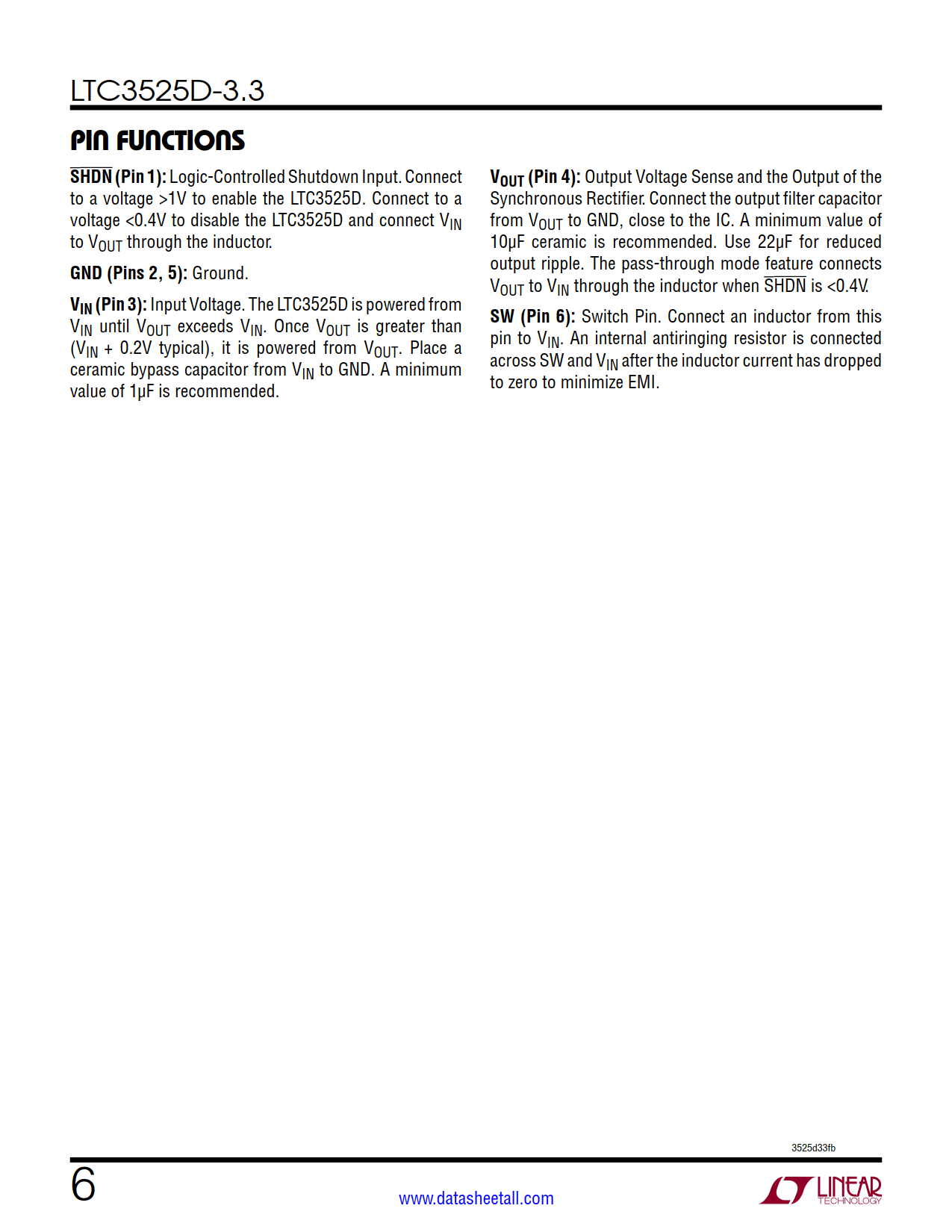 LTC3525D-3.3 Datasheet Page 6