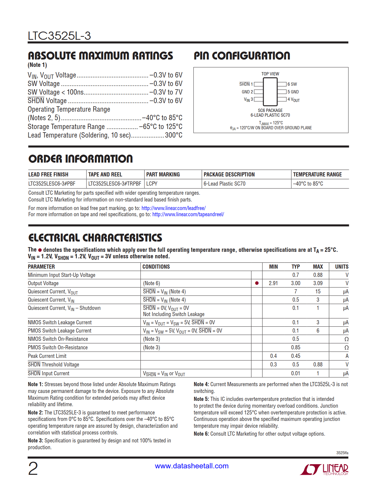 LTC3525L-3 Datasheet Page 2