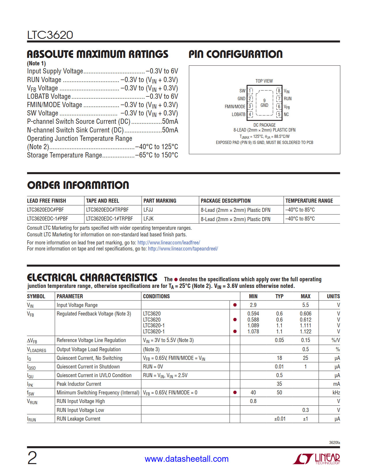 LTC3620 Datasheet Page 2