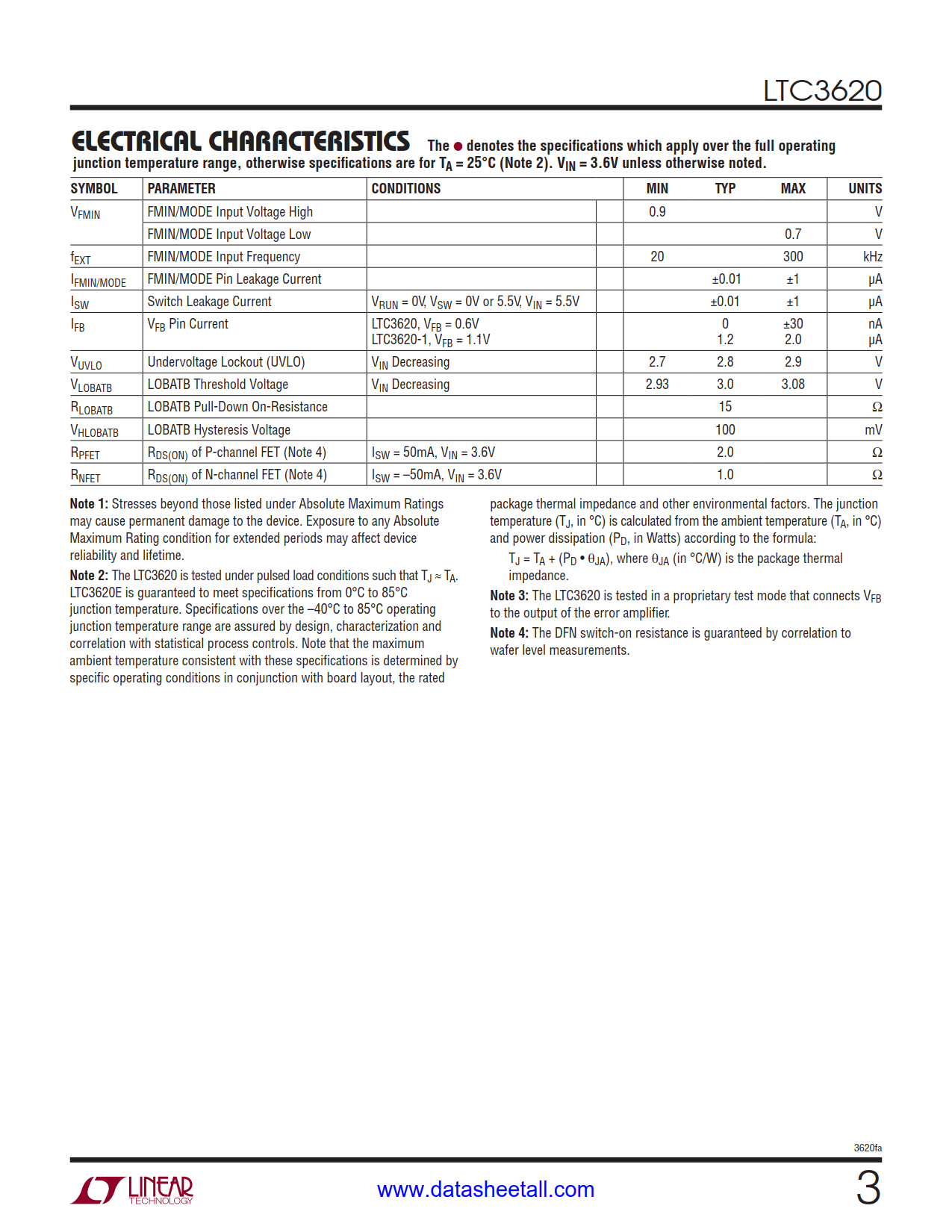 LTC3620 Datasheet Page 3