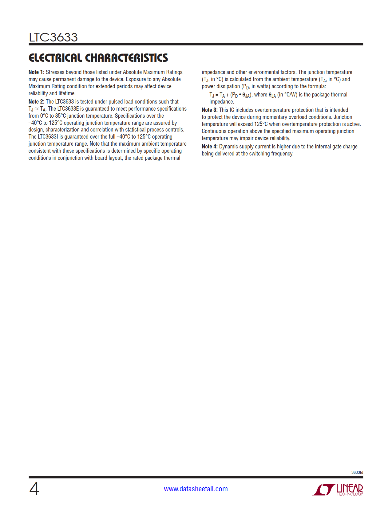 LTC3633 Datasheet Page 4