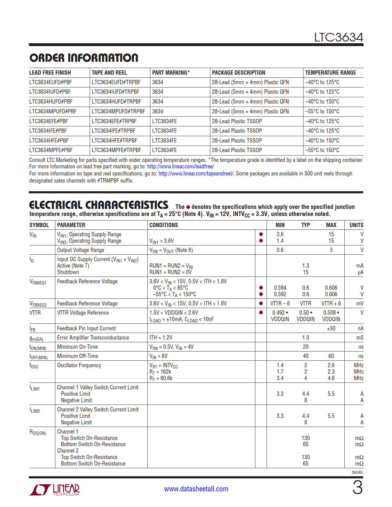 LTC3634 Datasheet Page 3