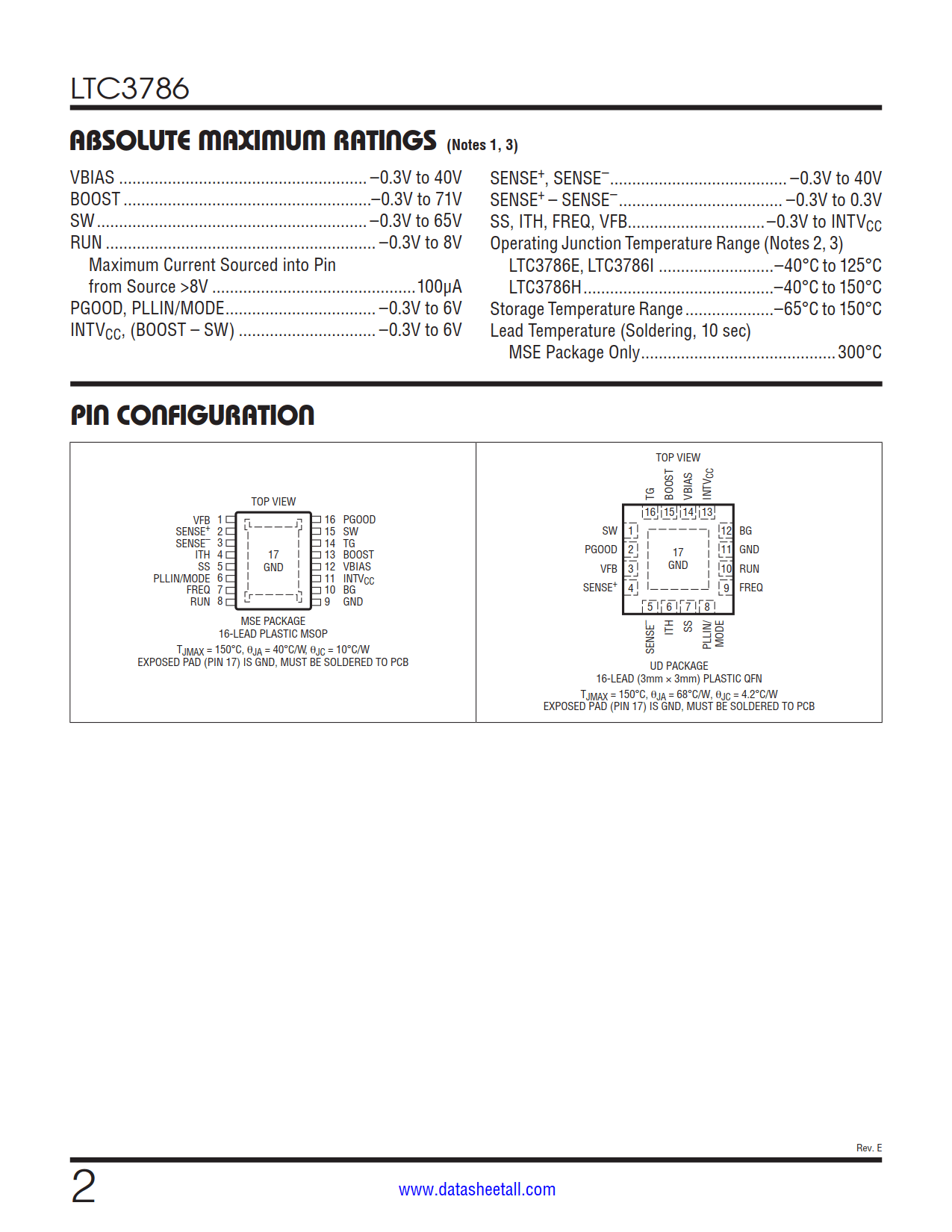 LTC3786 Datasheet Page 2