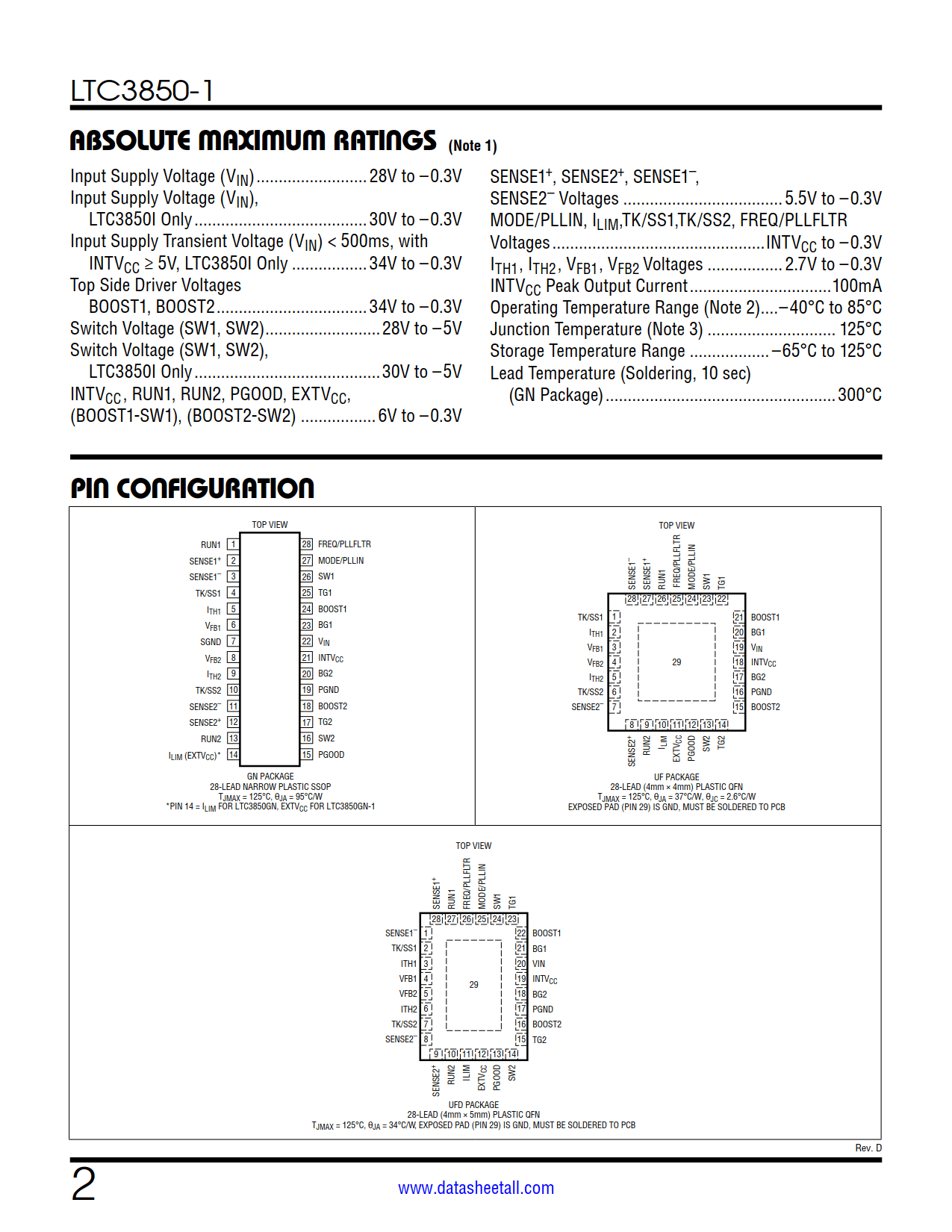 LTC3850-1 Datasheet Page 2