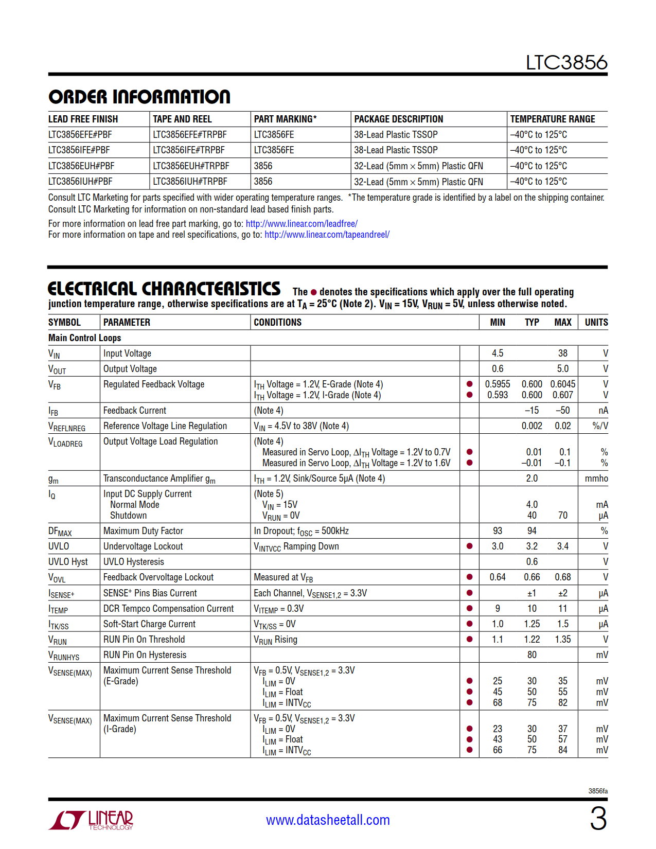 LTC3856 Datasheet Page 3