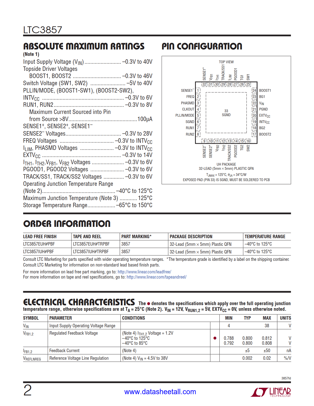 LTC3857 Datasheet Page 2