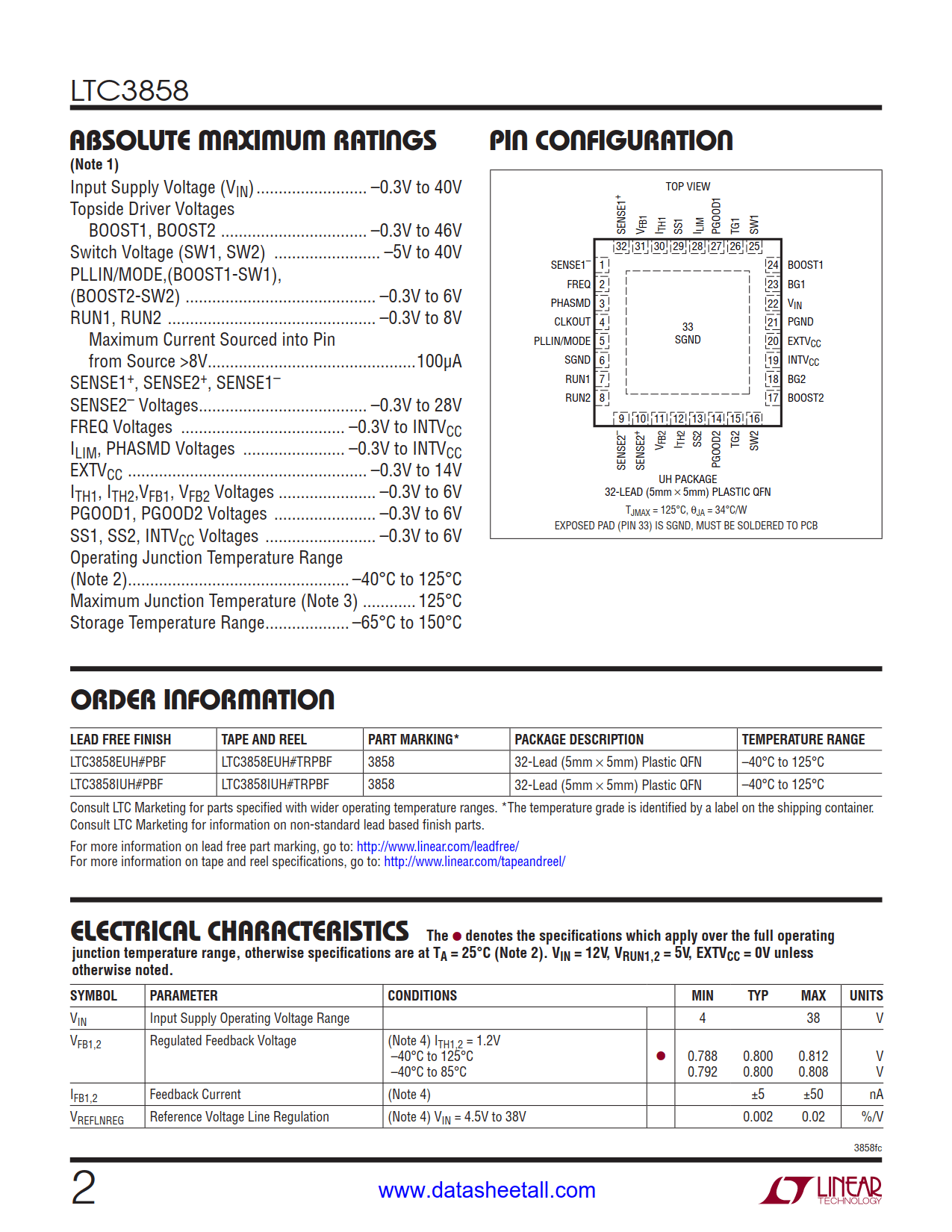 LTC3858 Datasheet Page 2