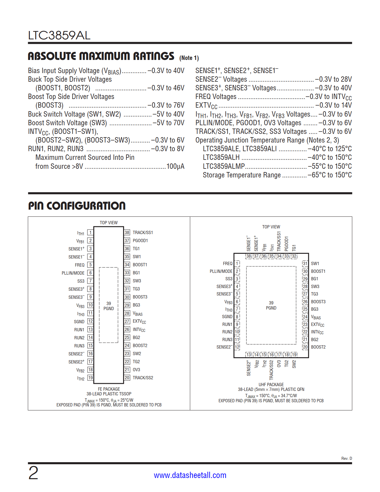 LTC3859AL Datasheet Page 2