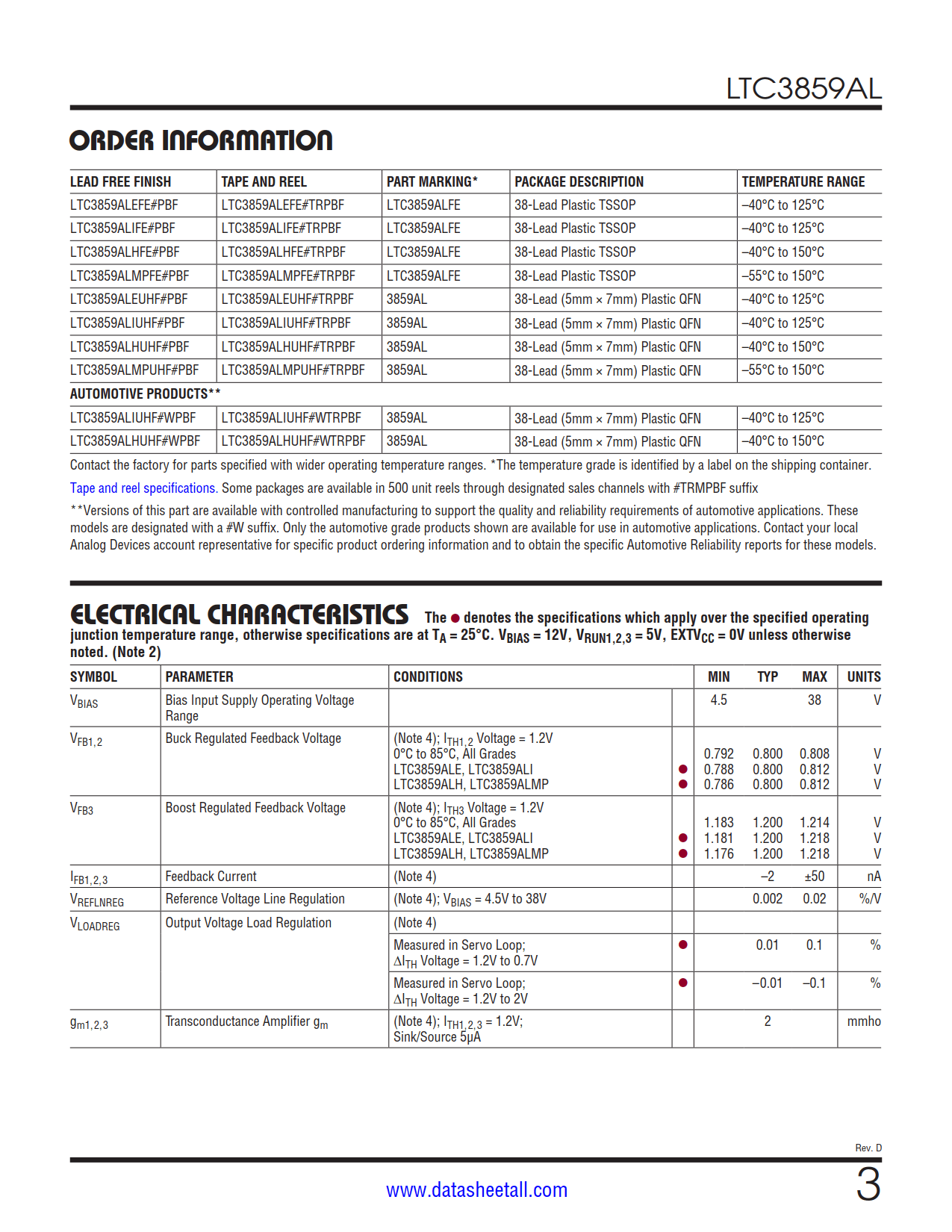 LTC3859AL Datasheet Page 3