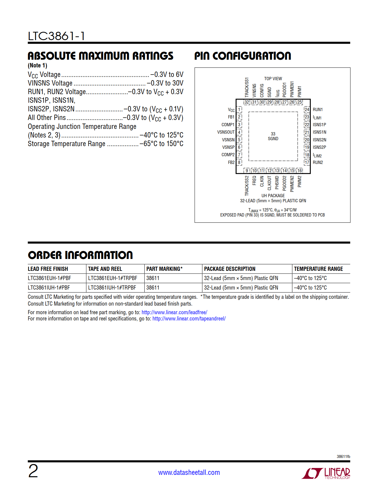 LTC3861-1 Datasheet Page 2