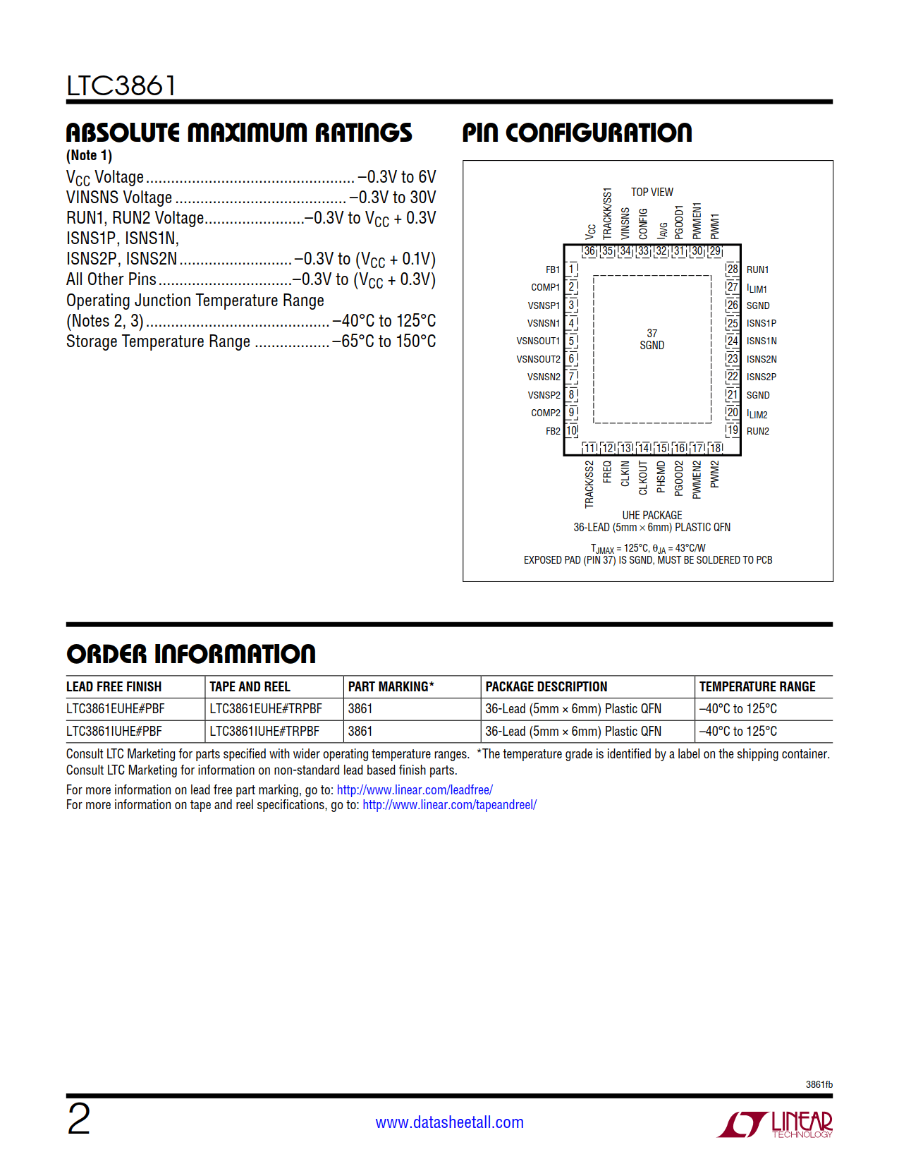 LTC3861 Datasheet Page 2